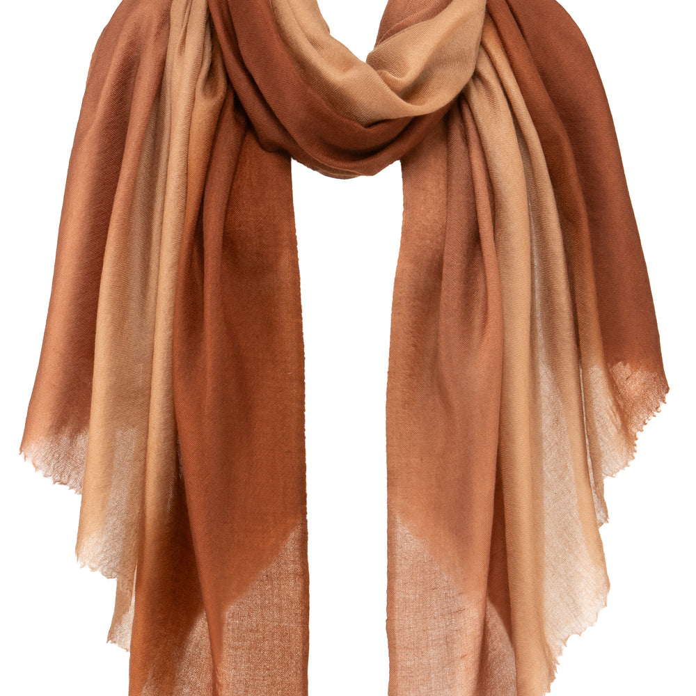The Breeze - Ombré Toffee Brown - Handgewebt Kaschmir Pashmina Schal - Marici