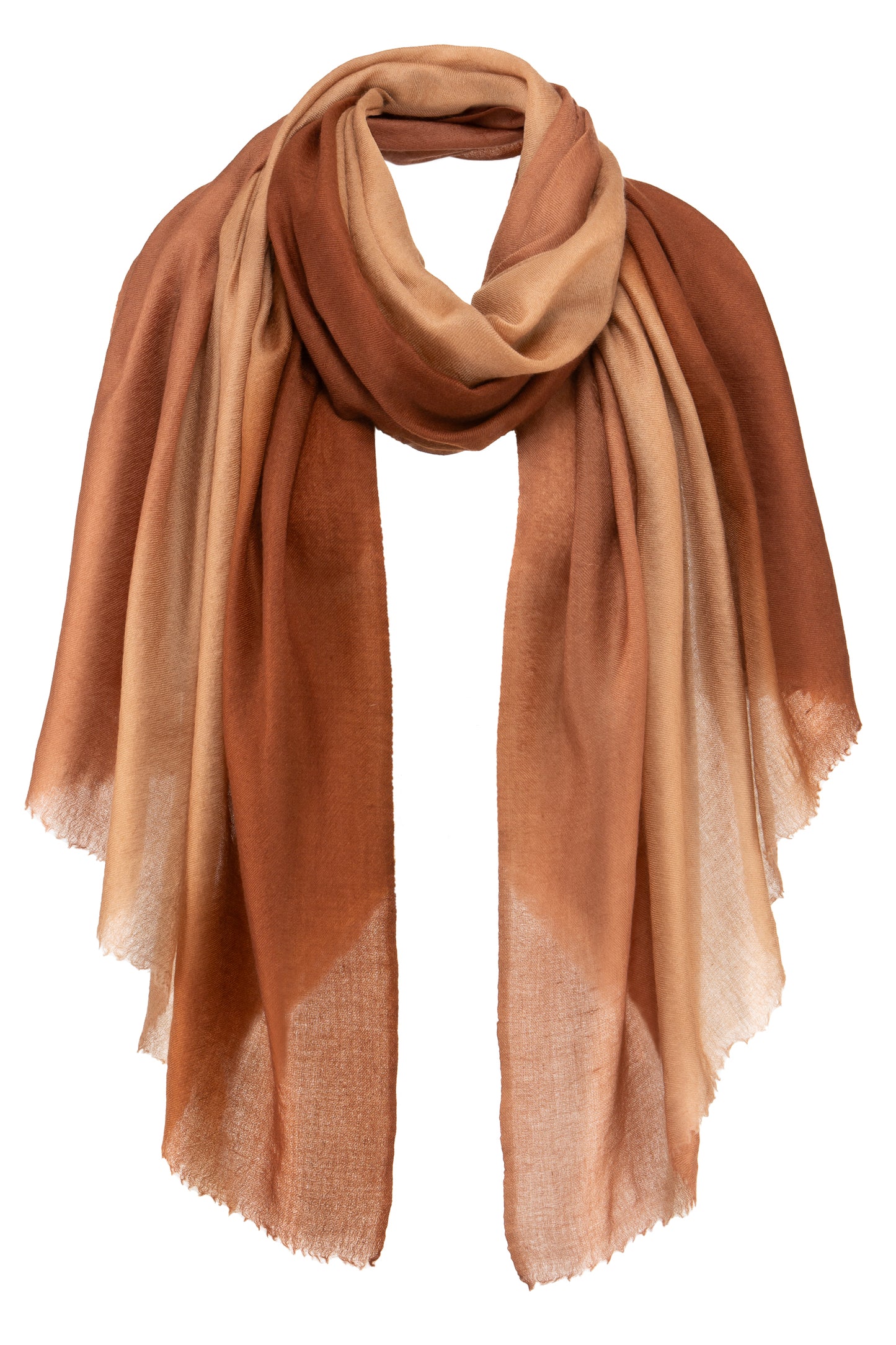 The Breeze - Ombré Toffee Brown - Handgewebt Kaschmir Pashmina Schal - Marici