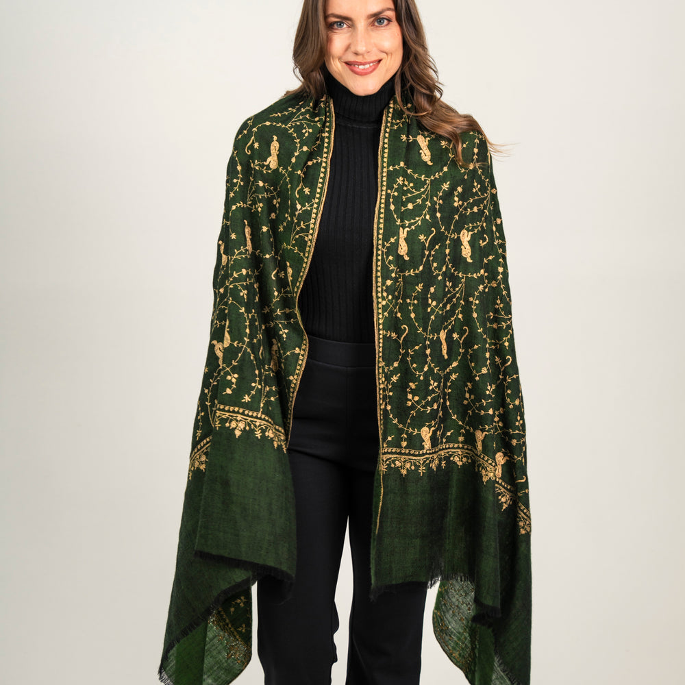 
                      
                        The Adorned in Darkgreen Gold Embroidery
                      
                    