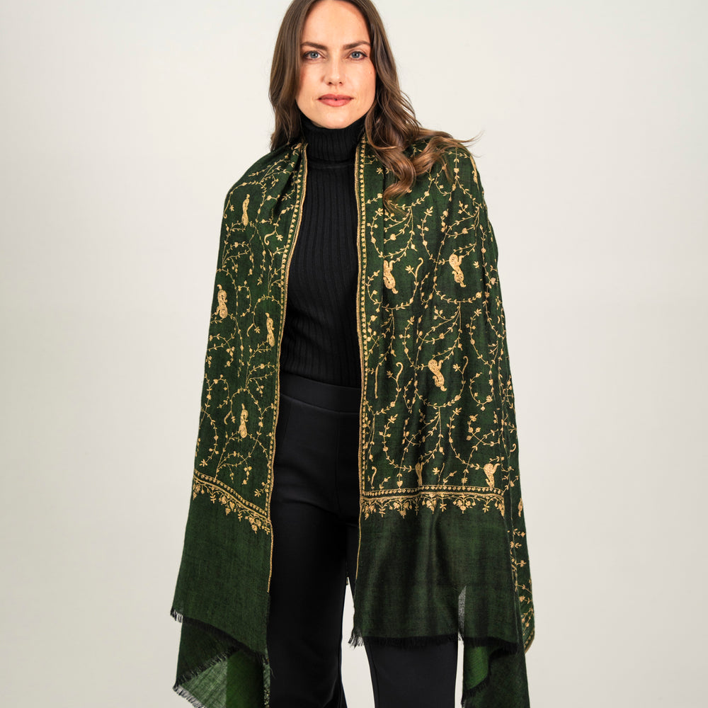 
                      
                        The Adorned in Darkgreen Gold Embroidery
                      
                    