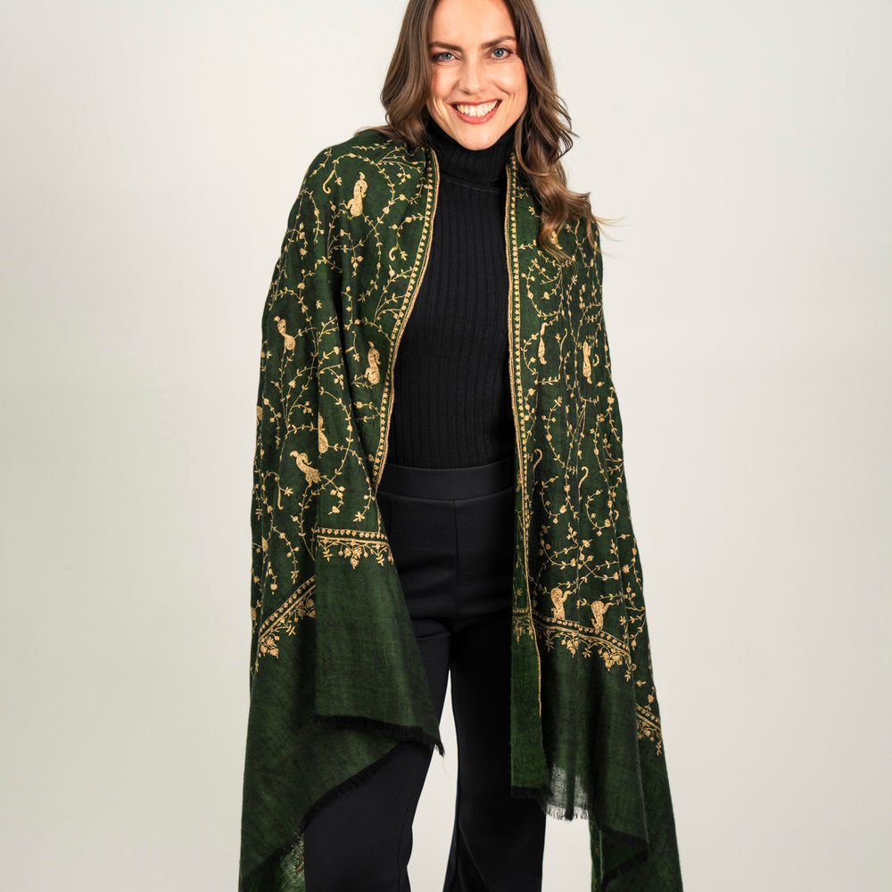 
                      
                        The Adorned in Darkgreen Gold Embroidery
                      
                    