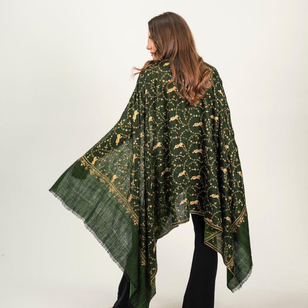 The Adorned in Darkgreen Gold Embroidery