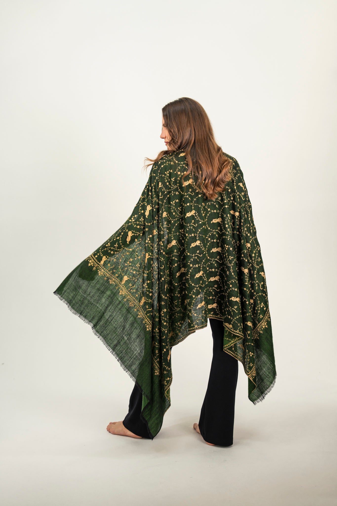 The Adorned in Darkgreen Gold Embroidery