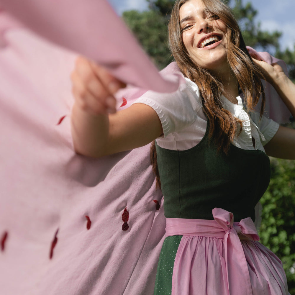 Pashmina Kaschmir Schal in Rosa mit Herzmotiv Wiesn Collection Marici