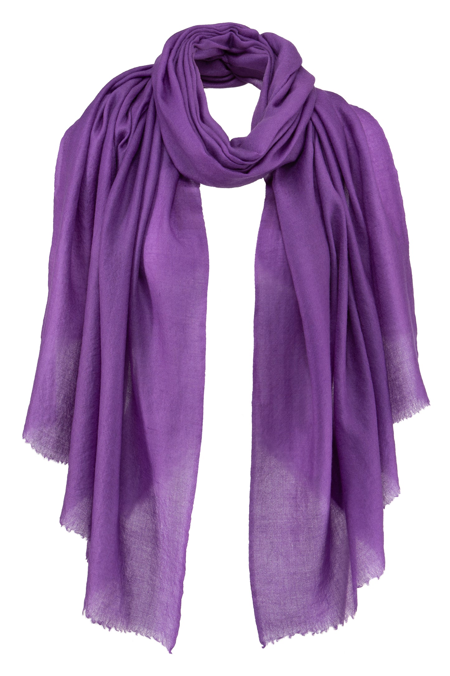 Pashmina Kaschmir Schal „The Breeze – Autumn Amethyst“ in kräftigem Amethyst-Lila; ultraleicht, weich und handgefertigt von Mārīci